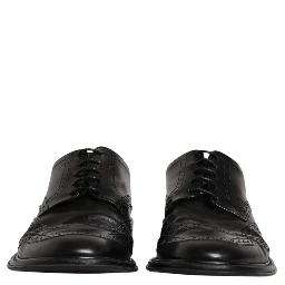 Black Leather Derby Wingtip Formal Shoes