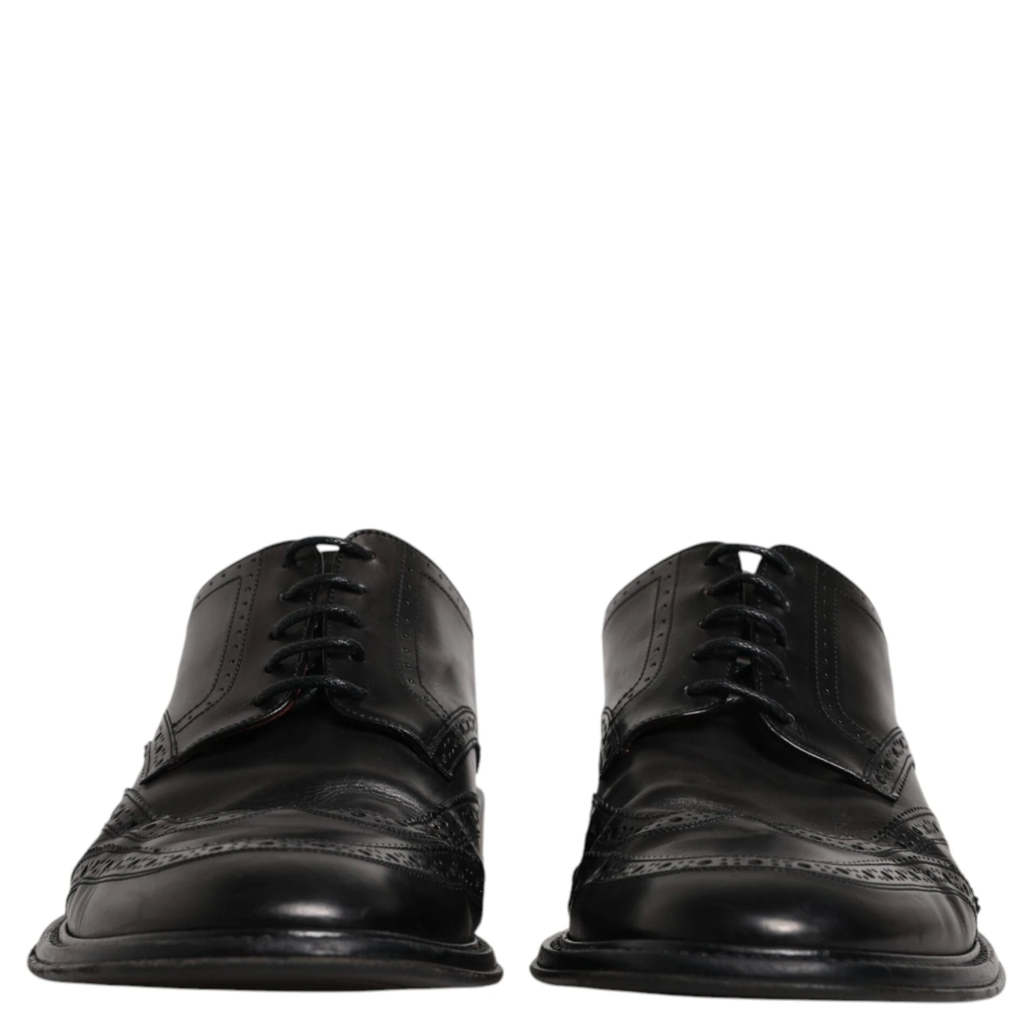Black Leather Derby Wingtip Formal Shoes