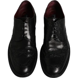 Black Leather Derby Wingtip Formal Shoes