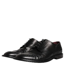 Black Leather Derby Wingtip Formal Shoes