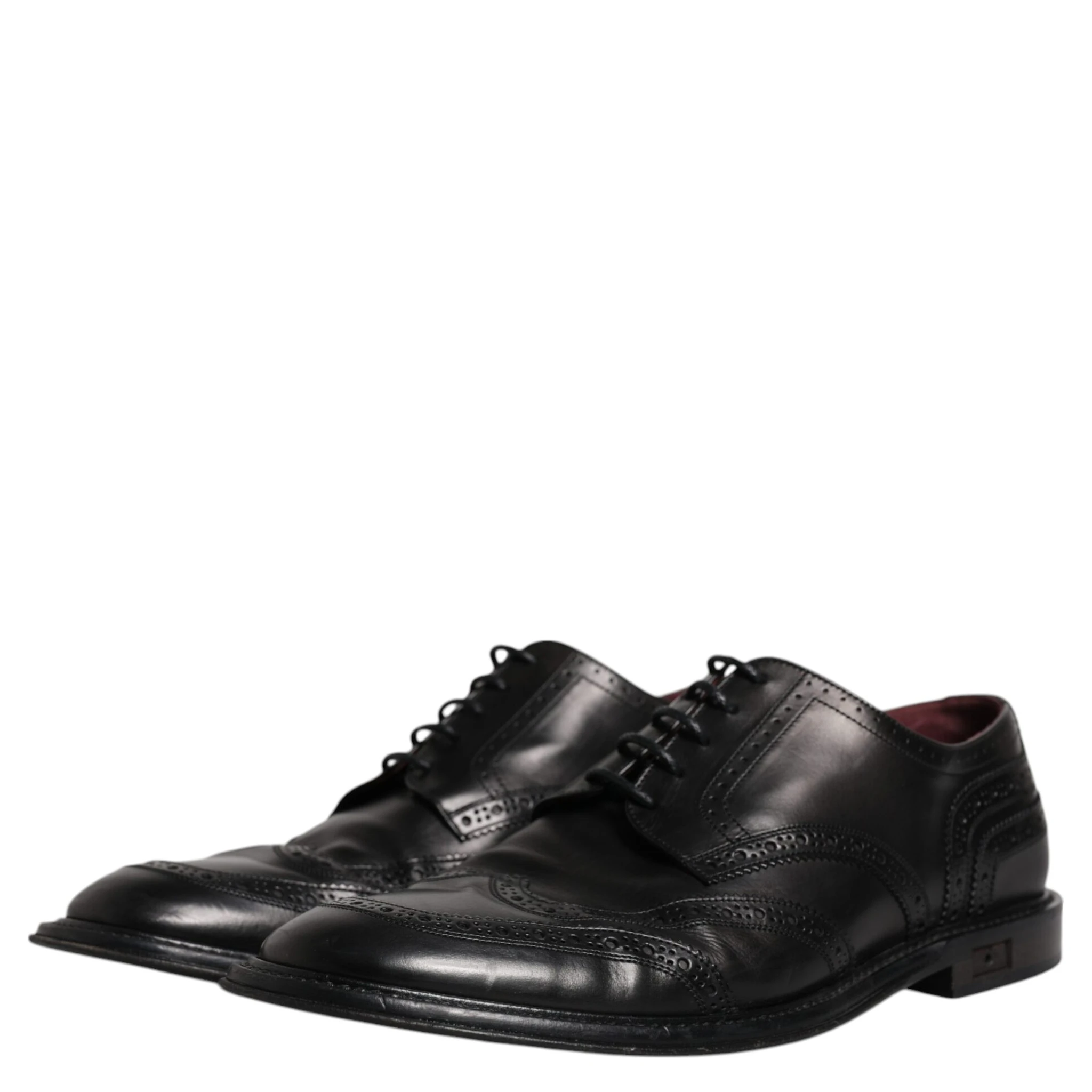 Black Leather Derby Wingtip Formal Shoes