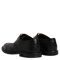 Black Leather Derby Wingtip Formal Shoes