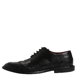 Black Leather Derby Wingtip Formal Shoes
