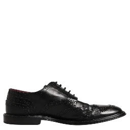 Black Leather Derby Wingtip Formal Shoes