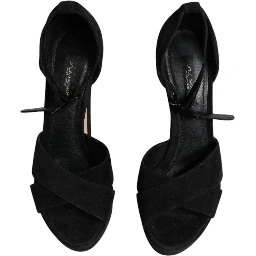 Black Leather Platform Heels Sandals Shoes