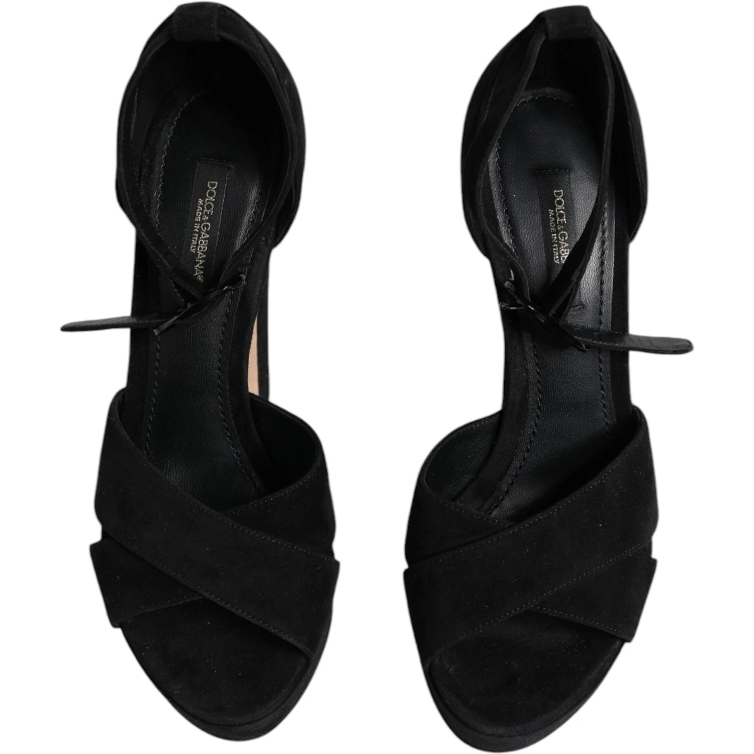 Black Leather Platform Heels Sandals Shoes