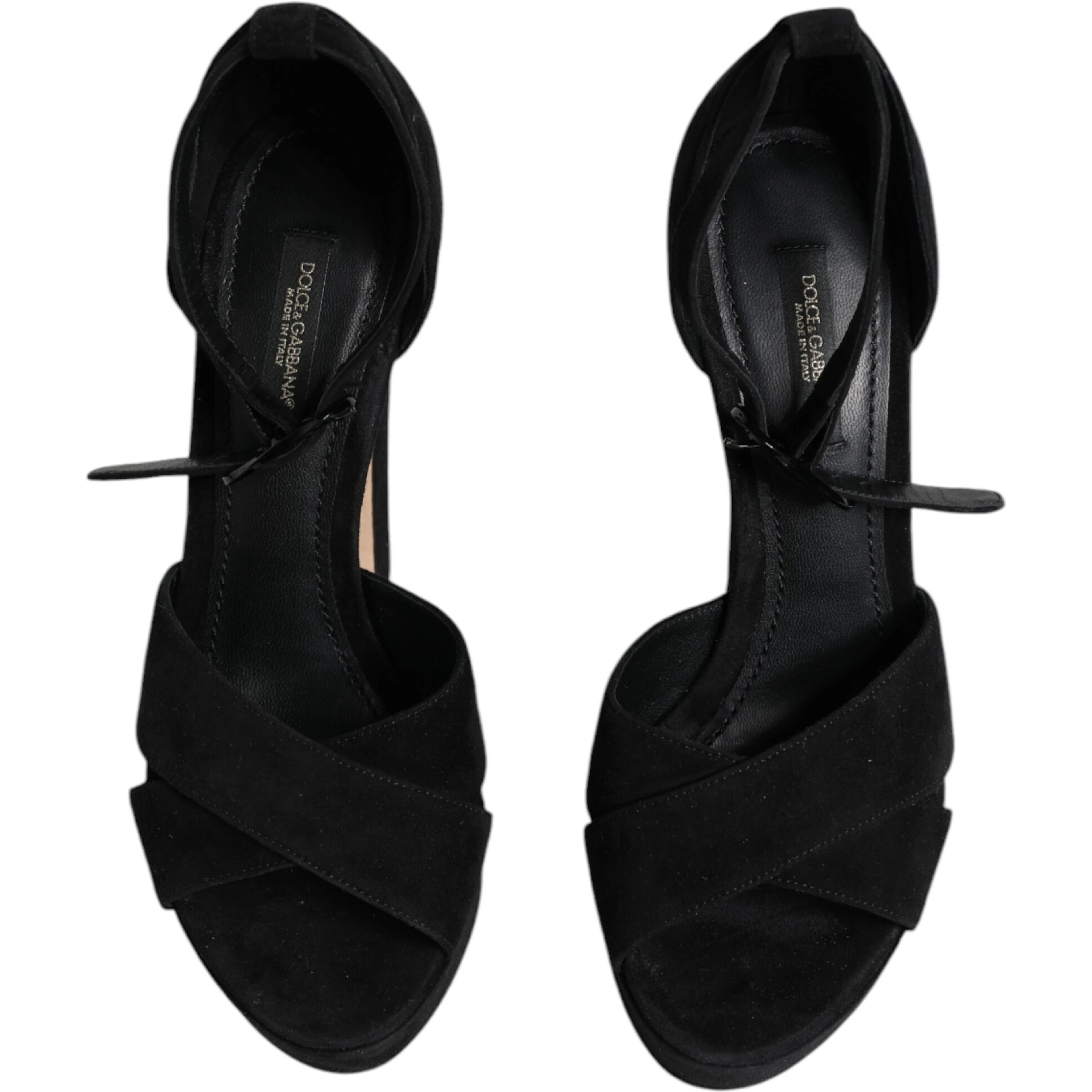 Black Leather Platform Heels Sandals Shoes