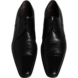 Black Leather Derby Men Formal Dress Shoes