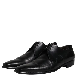 Black Leather Derby Men Formal Dress Shoes