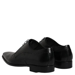 Black Leather Derby Men Formal Dress Shoes