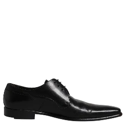 Black Leather Derby Men Formal Dress Shoes