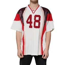 Multicolor Logo Jersey Cotton V-neck T-shirt