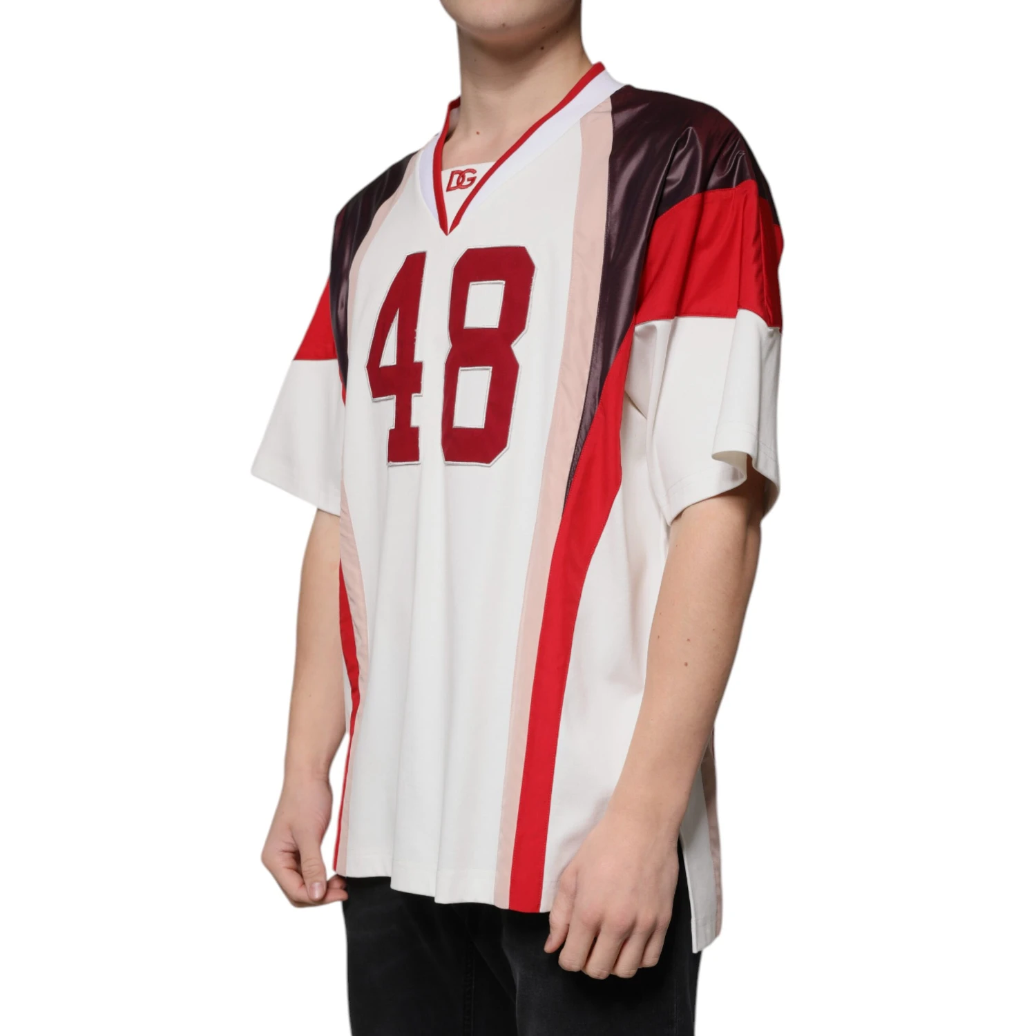 Multicolor Logo Jersey Cotton V-neck T-shirt