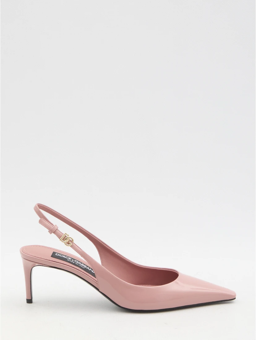 Pointed-toe slingback pumps