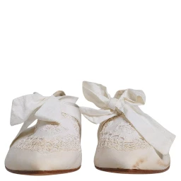 White Ribbon Fabric Ballerina Flats Shoes