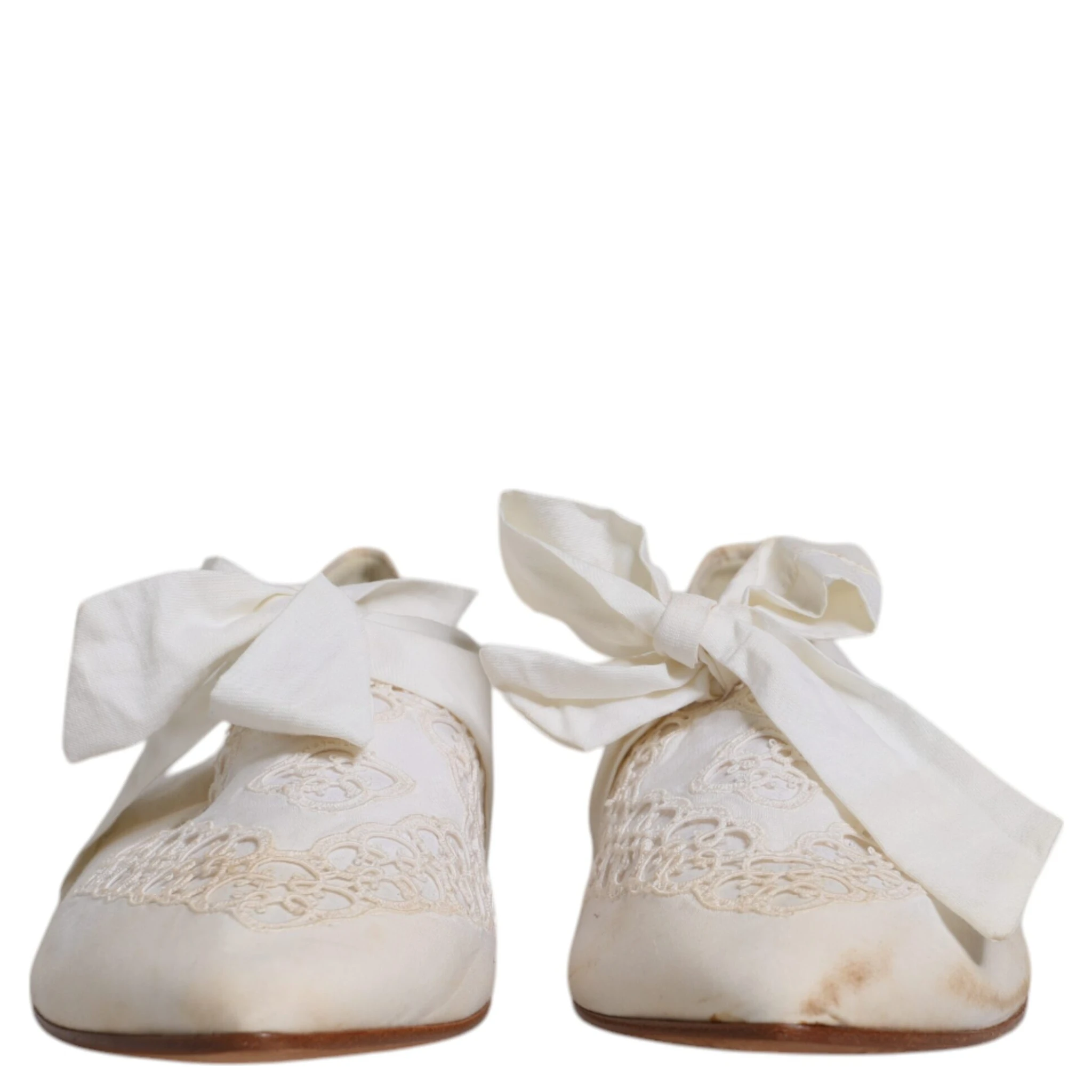 White Ribbon Fabric Ballerina Flats Shoes