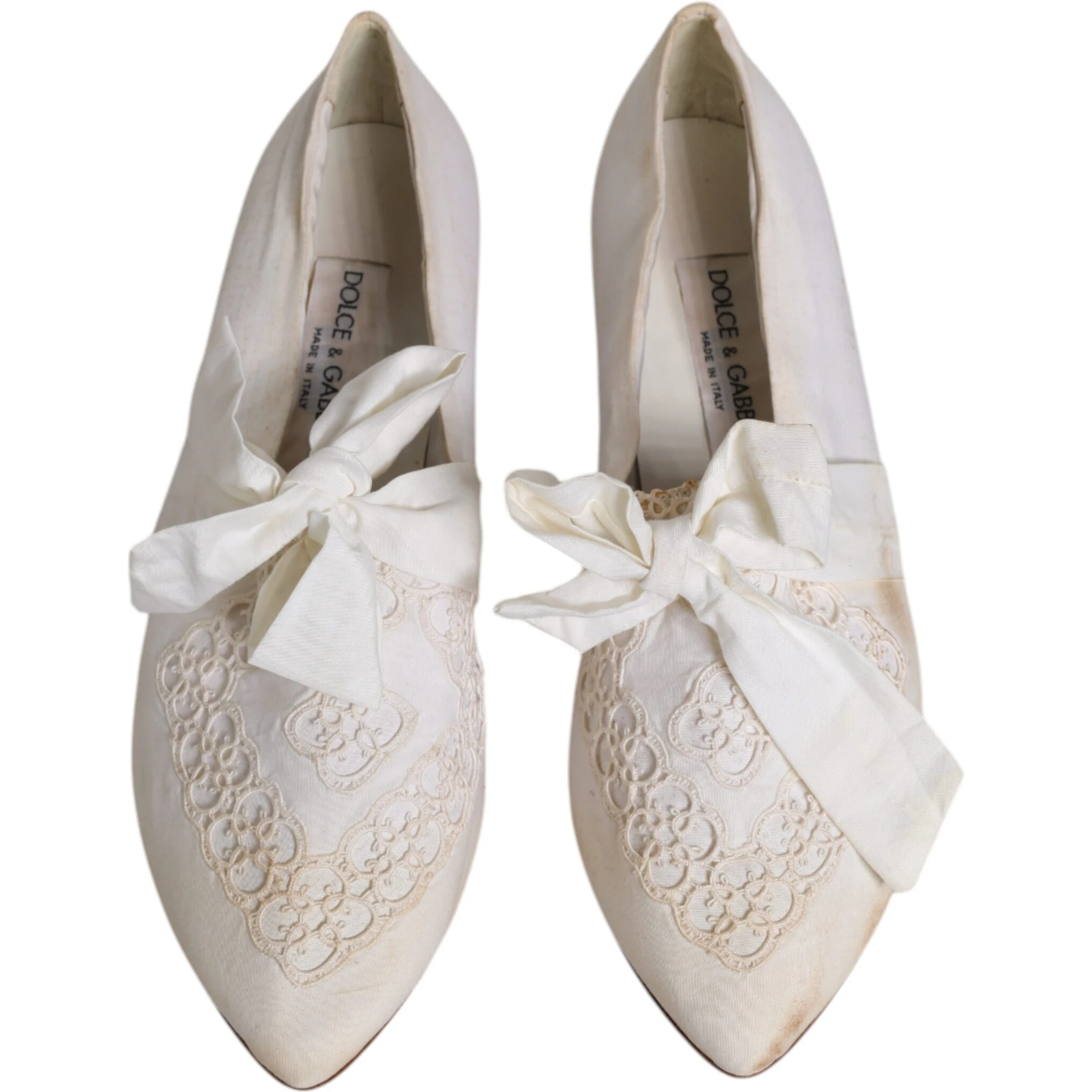 White Ribbon Fabric Ballerina Flats Shoes