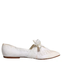 White Ribbon Fabric Ballerina Flats Shoes