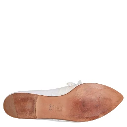 White Ribbon Fabric Ballerina Flats Shoes