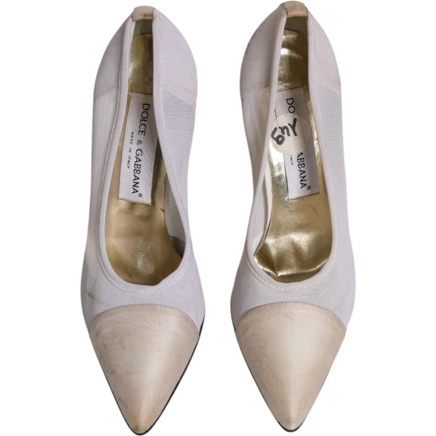 White Beige Leather High Heels Pumps Shoes