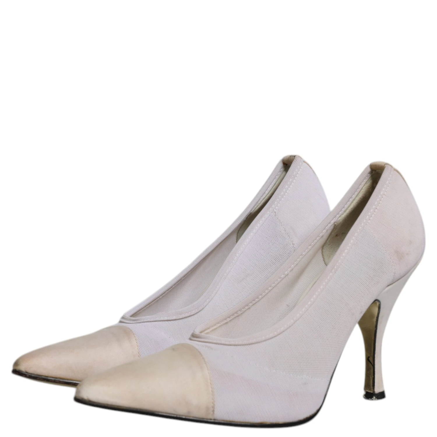White Beige Leather High Heels Pumps Shoes