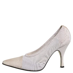 White Beige Leather High Heels Pumps Shoes