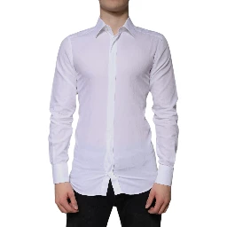White Cotton Formal Men GOLD Dress Shirt