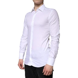 White Cotton Formal Men GOLD Dress Shirt