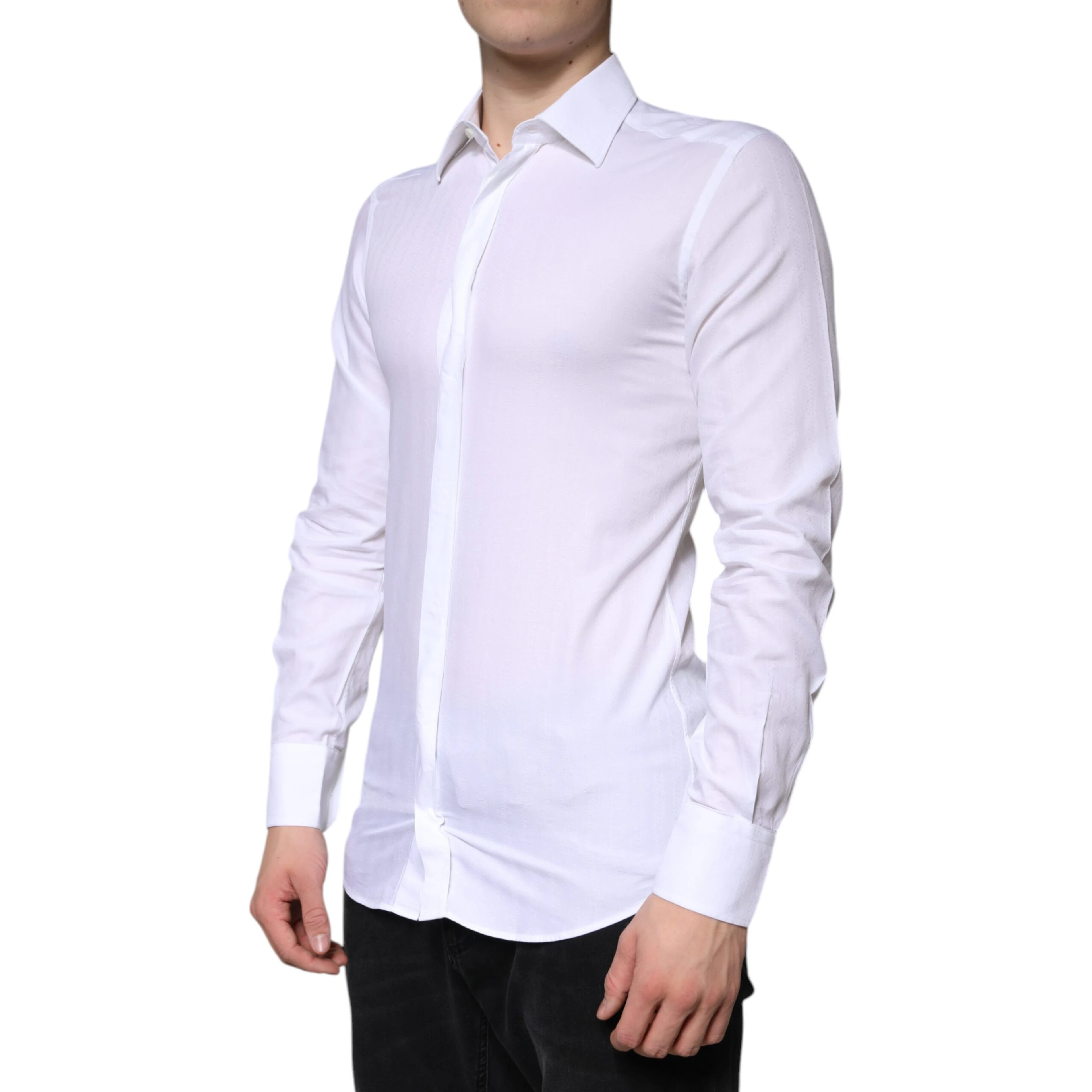 White Cotton Formal Men GOLD Dress Shirt