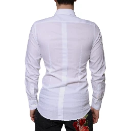 White Cotton Formal Men GOLD Dress Shirt