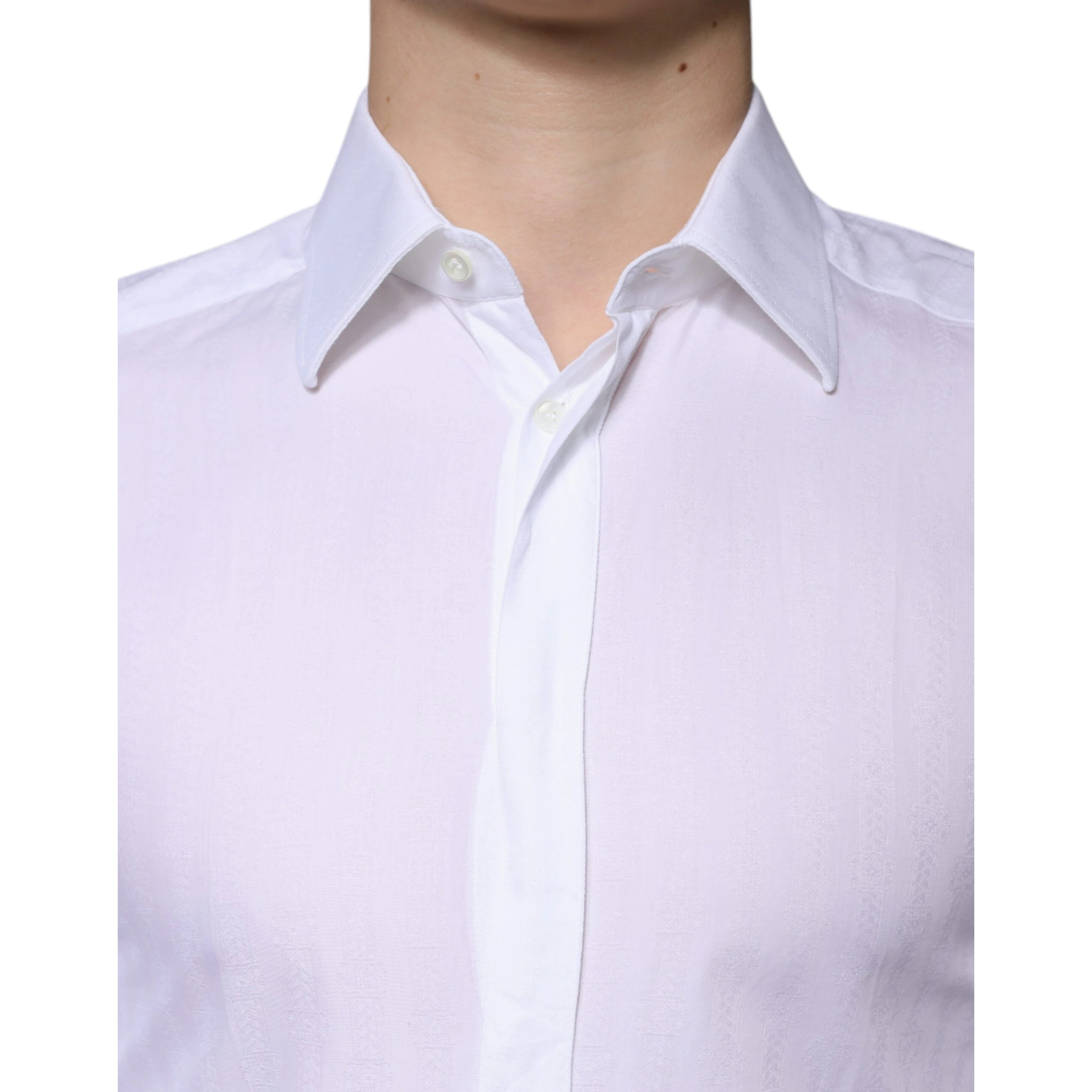 White Cotton Formal Men GOLD Dress Shirt