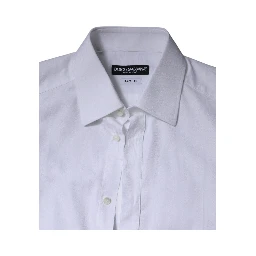 White Cotton Formal Men GOLD Dress Shirt