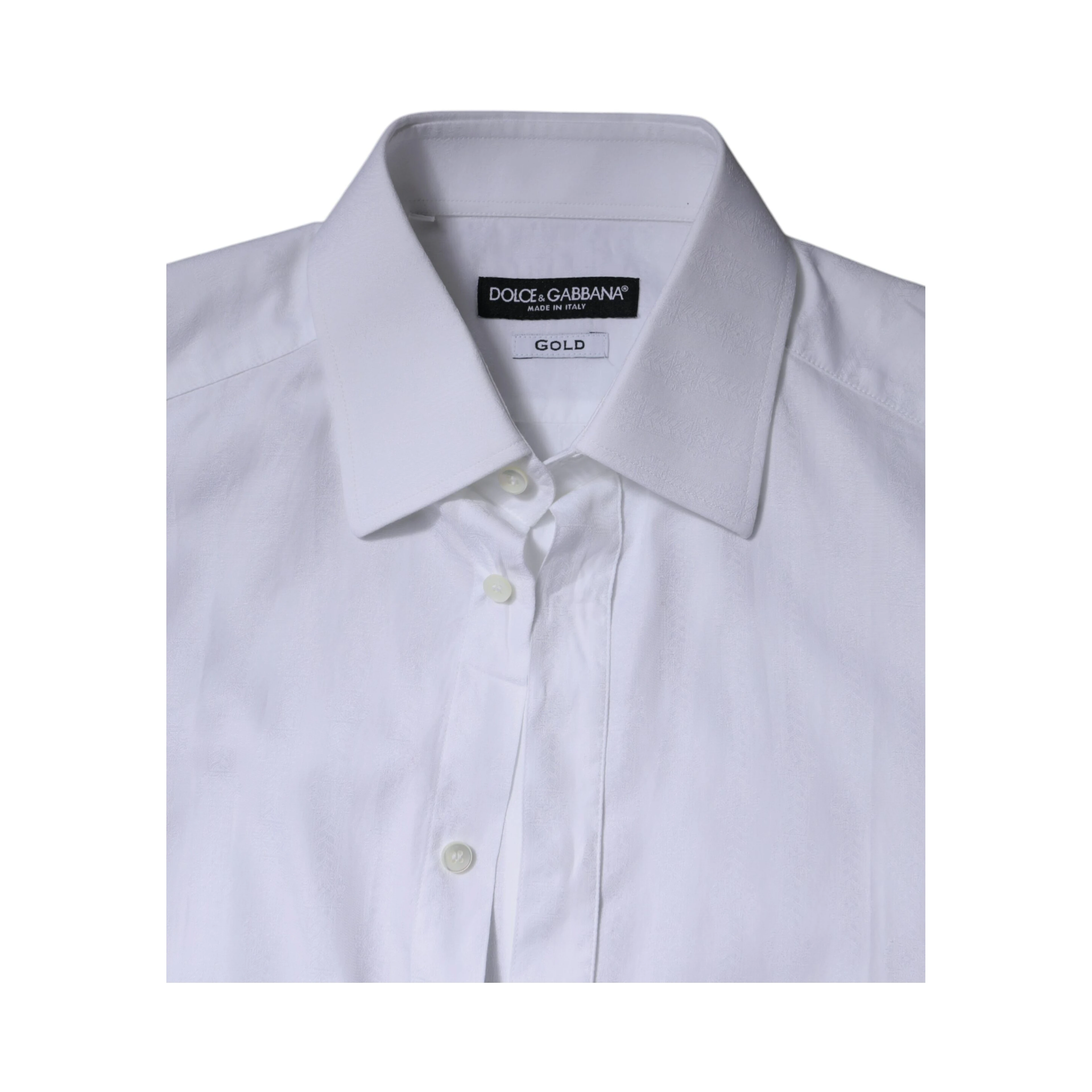 White Cotton Formal Men GOLD Dress Shirt