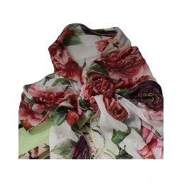Multicolor Floral Patchwork Ascot Collar Top