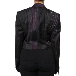 Multicolor Stripes Wool Cropped Blazer Coat Jacket