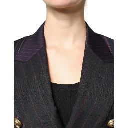 Multicolor Stripes Wool Cropped Blazer Coat Jacket