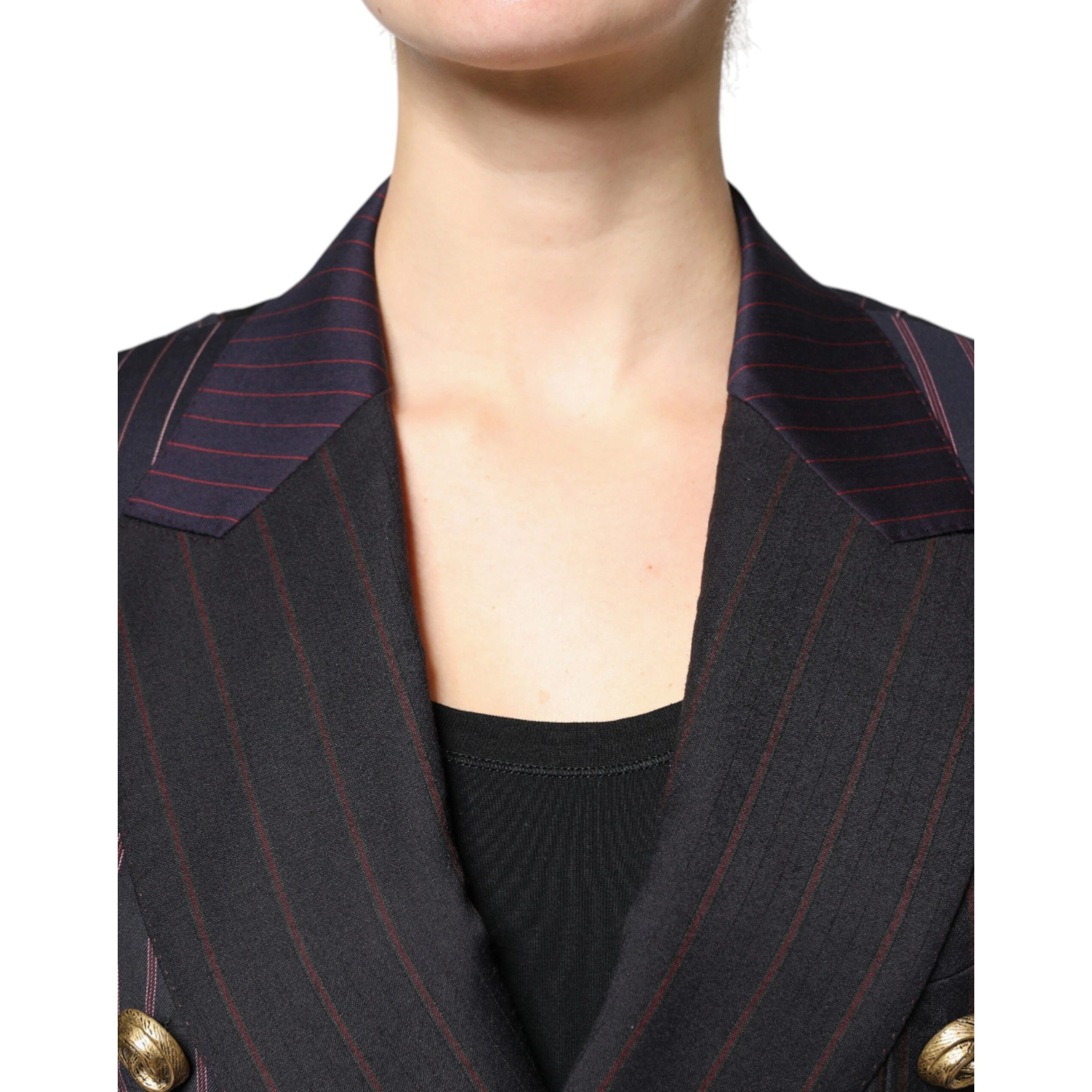 Multicolor Stripes Wool Cropped Blazer Coat Jacket