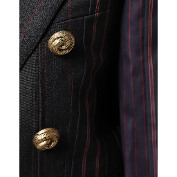 Multicolor Stripes Wool Cropped Blazer Coat Jacket