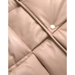 Beige Quilted Sleeveless Calf Leather Jacket