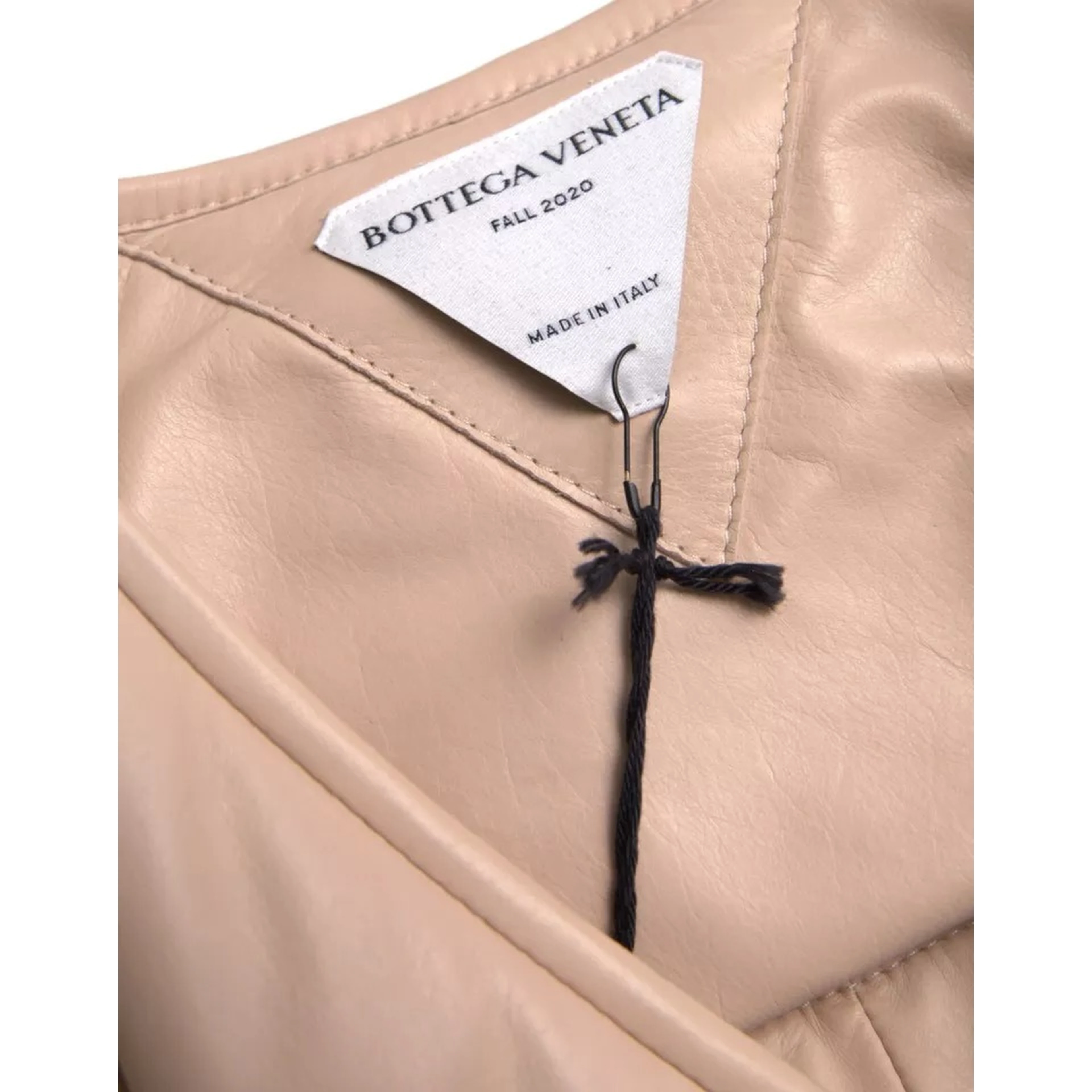 Beige Quilted Sleeveless Calf Leather Jacket