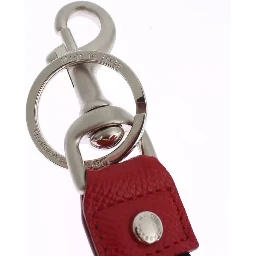 Silver Brown Raffia Leather Clasp Finder Chain Keyring