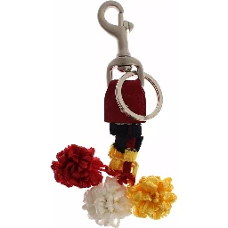 Silver Brown Raffia Leather Clasp Finder Chain Keyring