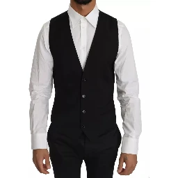 Black Wool Logo Waistcoat Vest