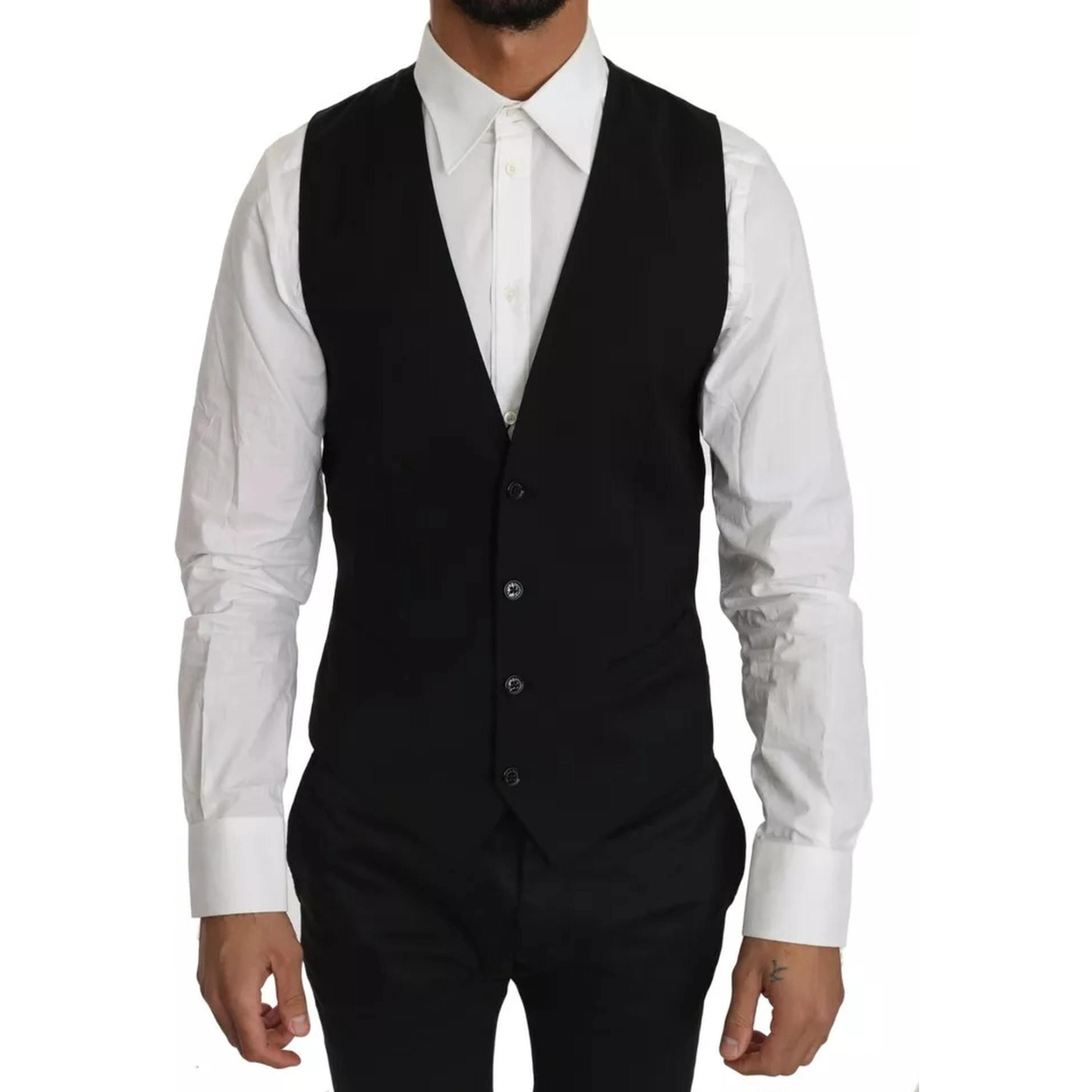 Black Wool Logo Waistcoat Vest