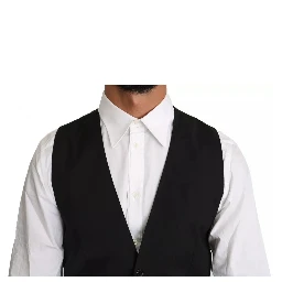 Black Wool Logo Waistcoat Vest