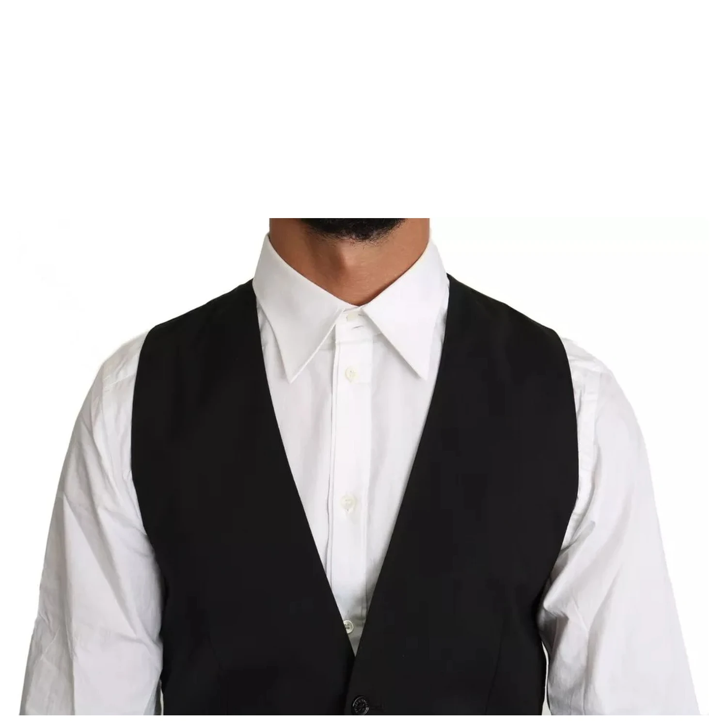 Black Wool Logo Waistcoat Vest