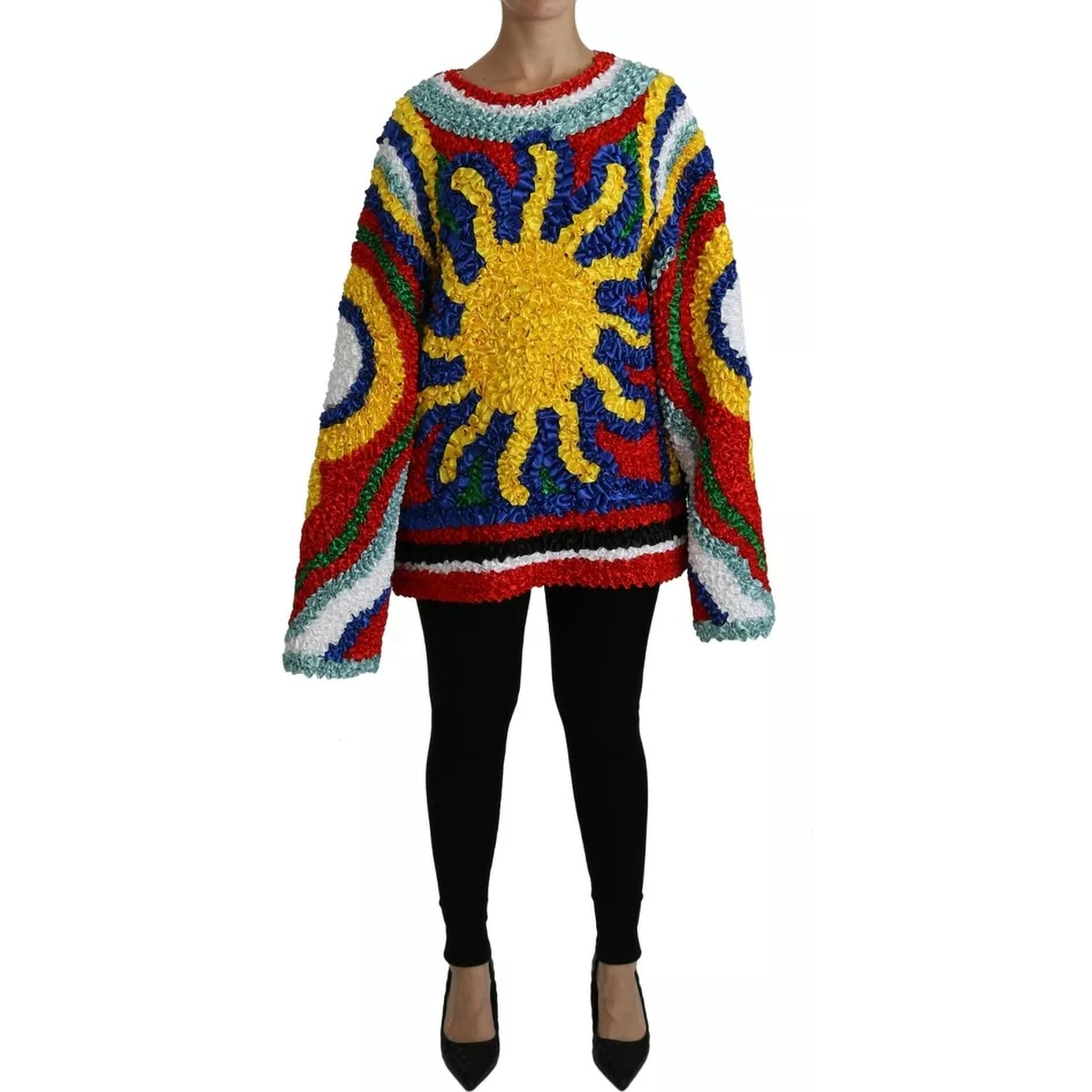 Multicolor Sun Ruffled Top Blouse Sweater