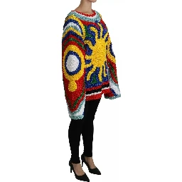 Multicolor Sun Ruffled Top Blouse Sweater