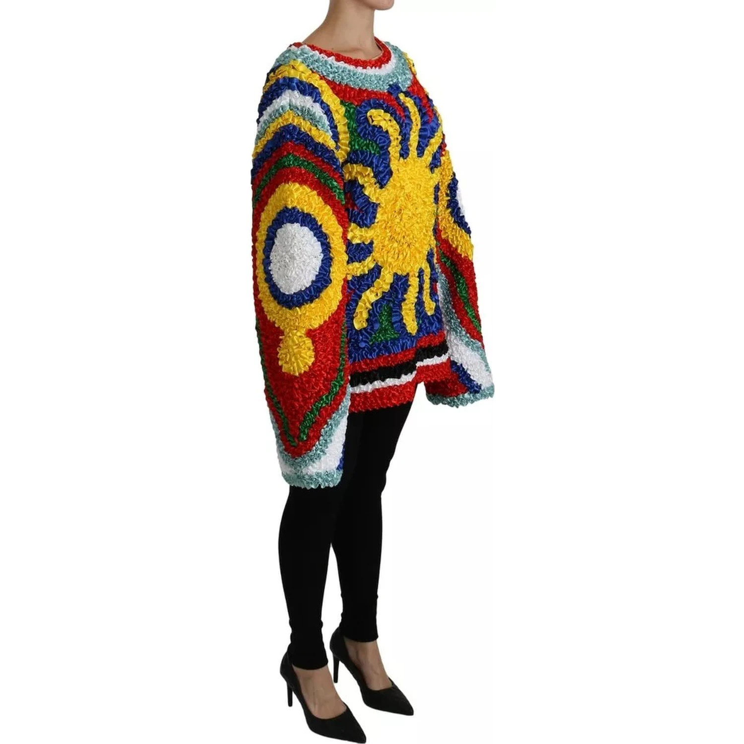 Multicolor Sun Ruffled Top Blouse Sweater