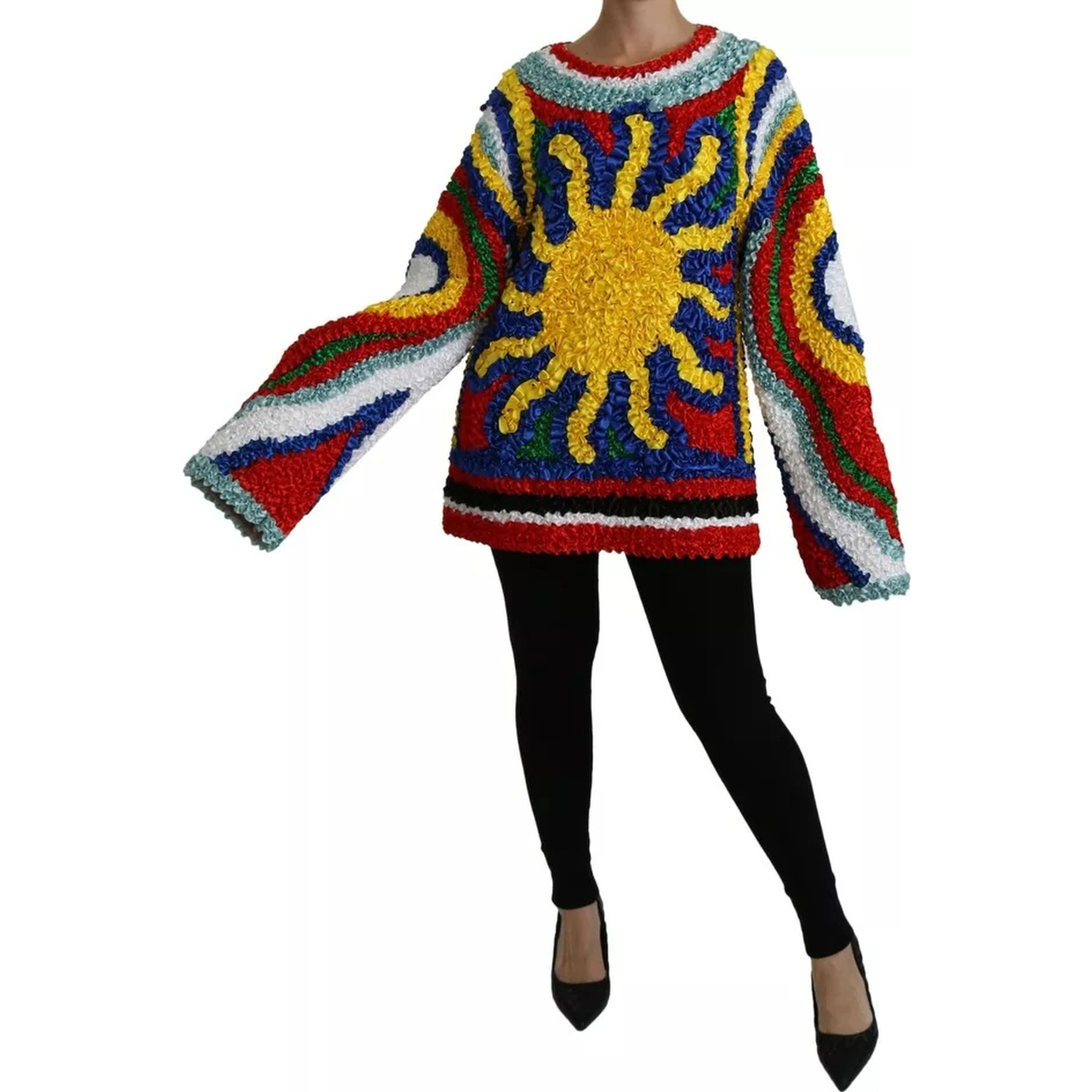 Multicolor Sun Ruffled Top Blouse Sweater